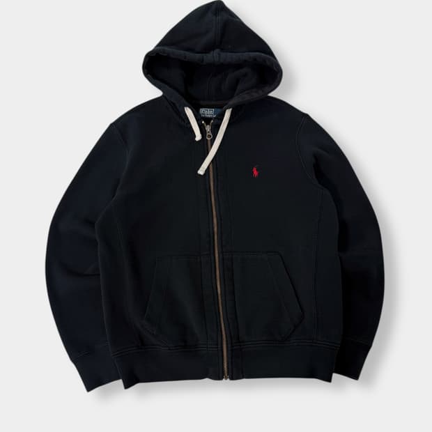폴로 랄프로렌 루즈핏 블랙 써멀 스웻 후드집업