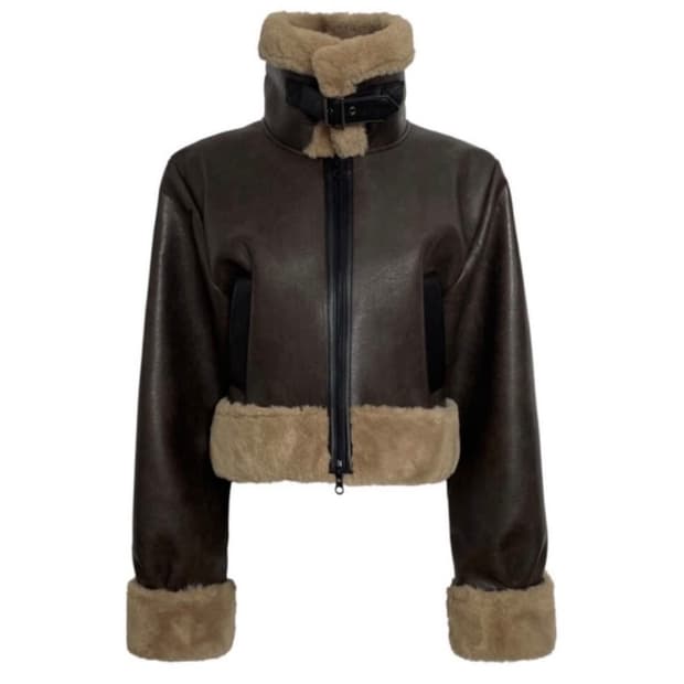 보헤미안서울 하이넥 무스탕 브라운