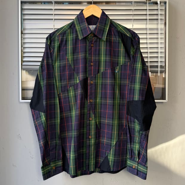 Vivienne Westwood man unbalanced 체크셔츠