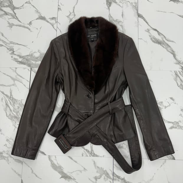 센존 밍크 트리밍 레더 자켓