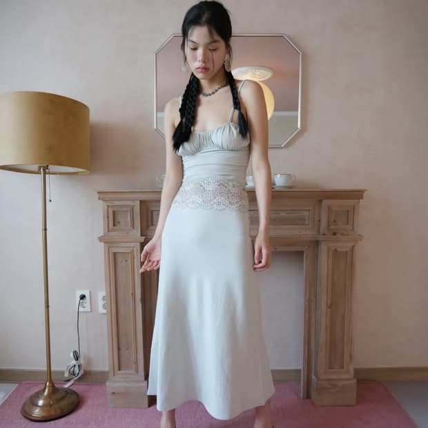 루즈슬립오버 레이스 매도우 드레스 베이비 세이지