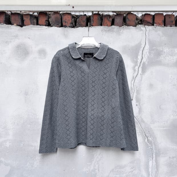 꼼데가르송 트리콧 AD1999 시스루 레이스 라운드카라 블라우스