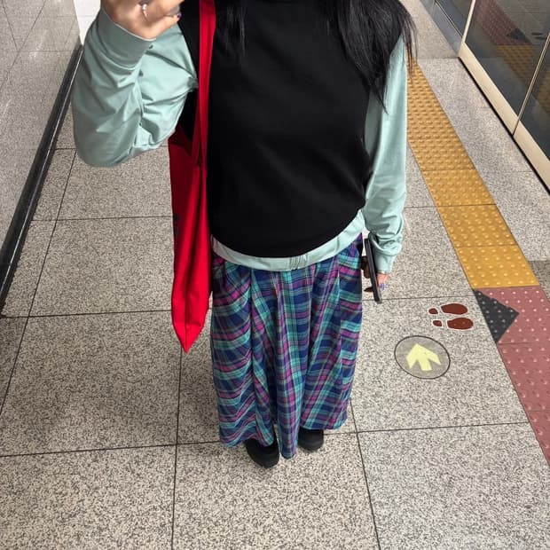 빈티지 체크 스커트