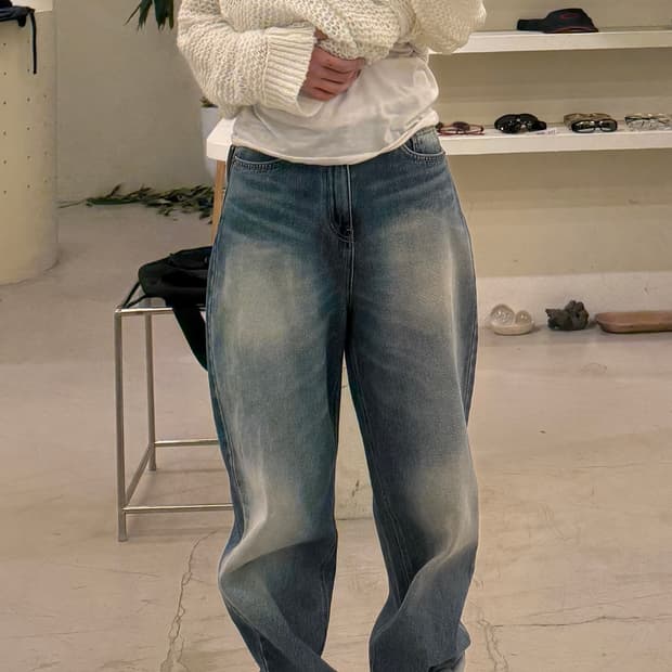 Ootj 워싱 벌룬핏 데님 팬츠 U643