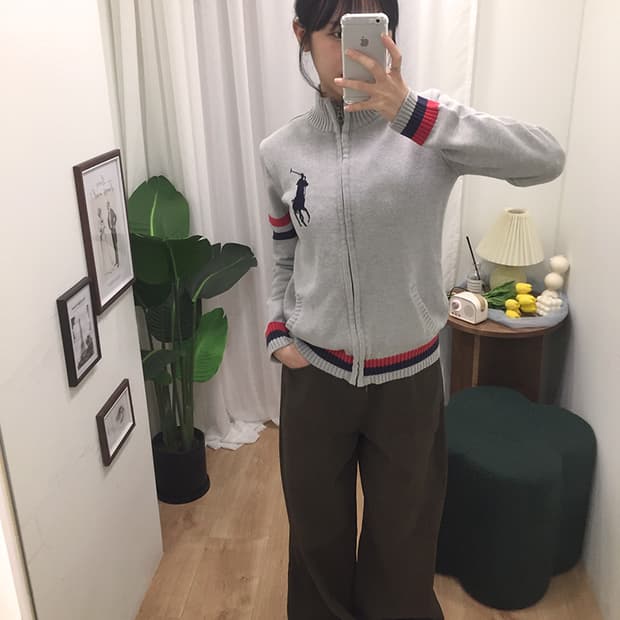 여성 폴로 빅포니 니트집업 95