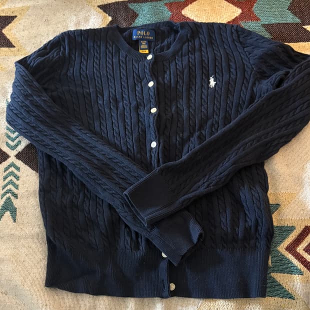 폴로 랄프로렌 걸즈 케이블 니트 가디건 헌터네이비