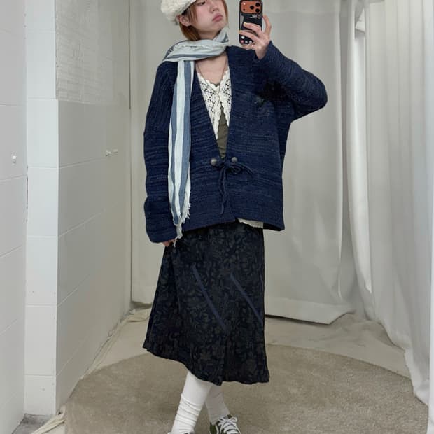 니코앤드 네이비 니트 가디건 데일리 그런지 코디 세트