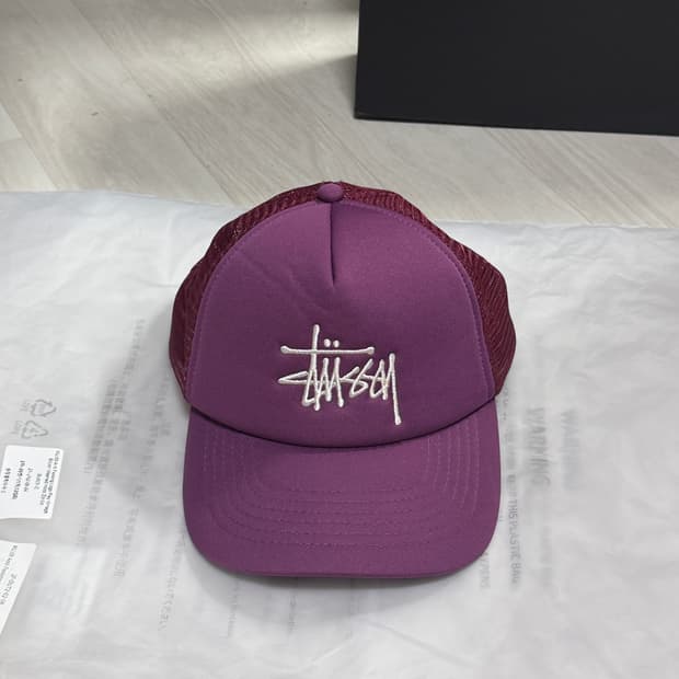 스투시 진분홍 메쉬캡