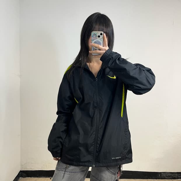 Nike black neon storm-fit windbreaker