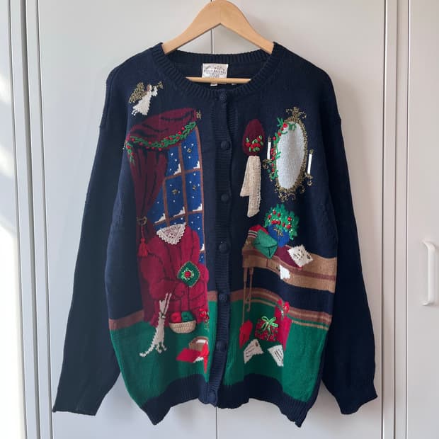 Susan bristol 핸드메이드 크리스마스 니트 가디건 