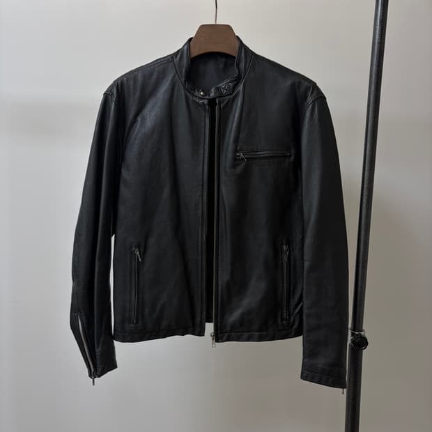 (M) cowoo 싱글라이더 도트패턴 램스킨 양가죽 자켓