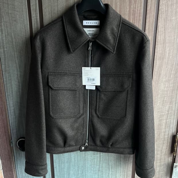 [새상품]비슬로우 캐시미어 밀리터리 집업 자켓 다크올리브