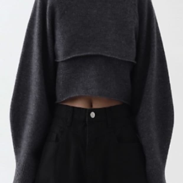 트리밍버드 Layered Pola knit set [blue gray]