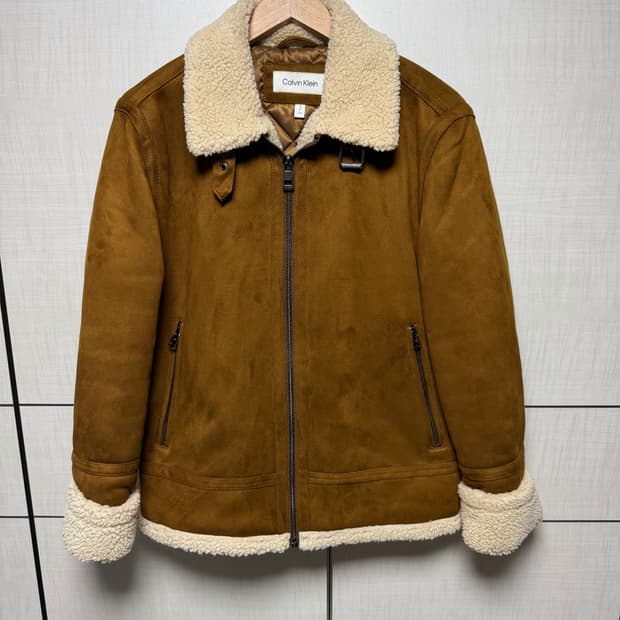 캘빈클라인 스웨이드 양털  무스탕 브라운  싸이즈 100