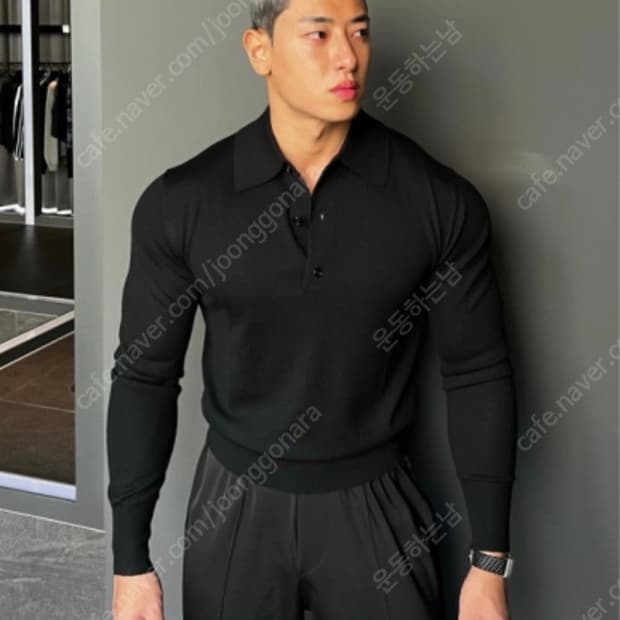 볼란테 VOLANTE 남성 울 카라니트 블랙