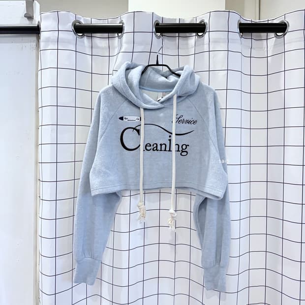 기준 플리스 크롭 후드티 