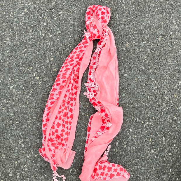일본빈티지 luviu 핀터깔 하구미모리걸 리프디테일 쉬폰스카프