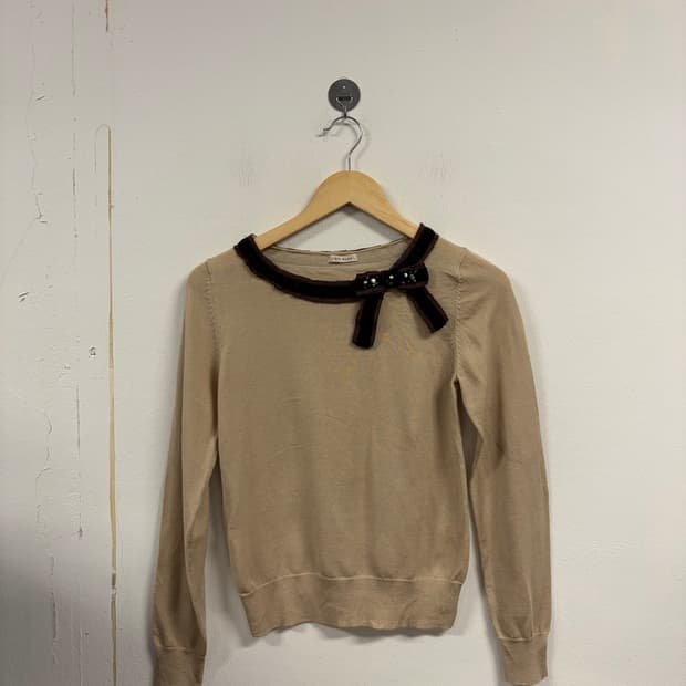 M) 레스트로즈 벨벳리본 울니트 T408