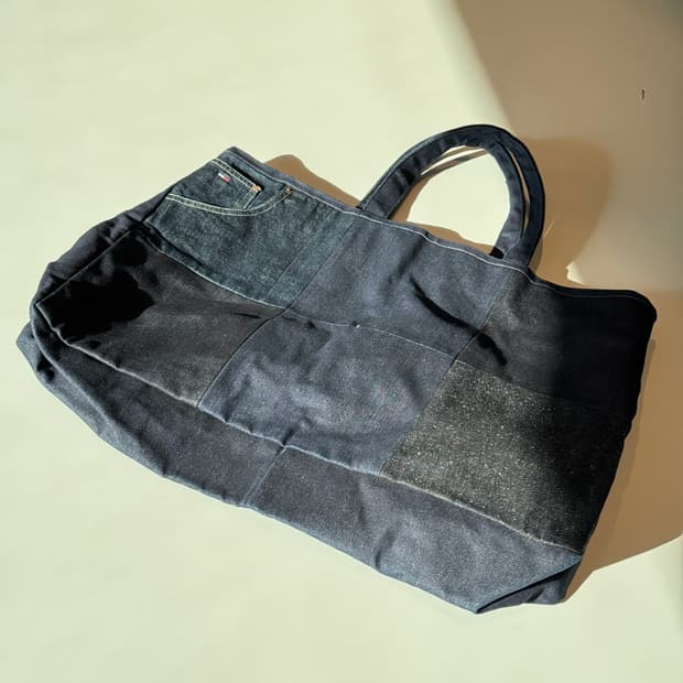 데님 패치워크 에코백 토트백