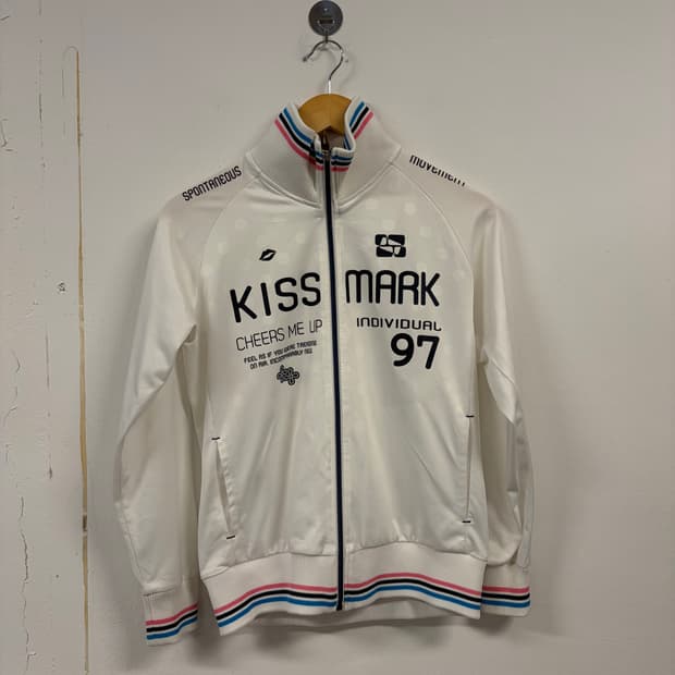 W-M) 키스마크 JPN Y2K 화이트 트랙탑 O273