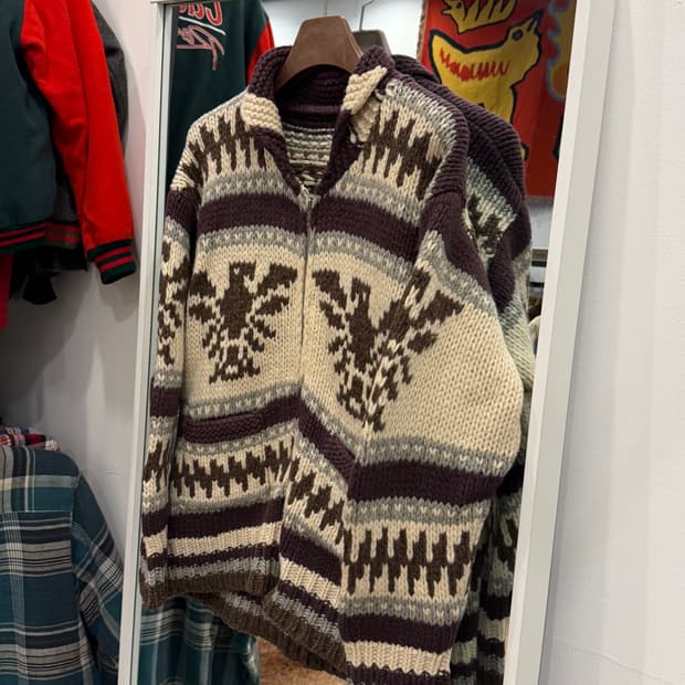 Vtg 빈티지 썬더버드 코위찬 니트 집업