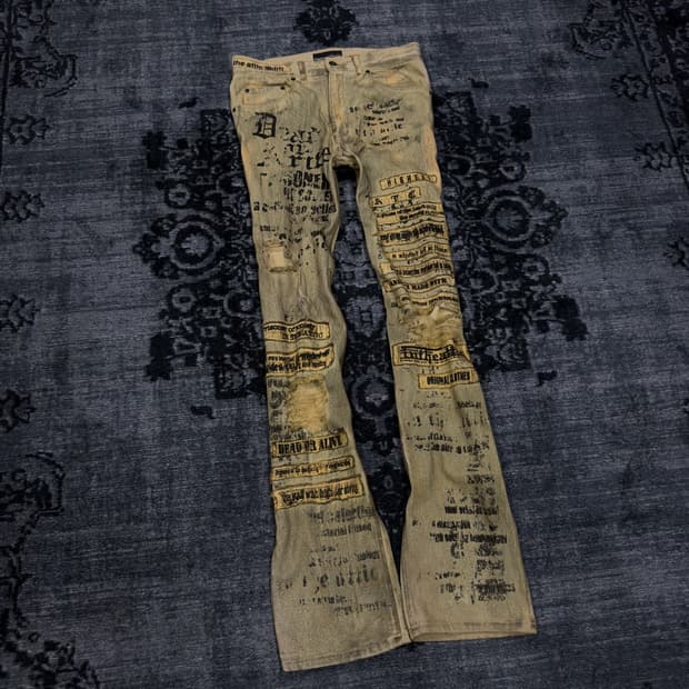 In the attic 00s lettering coating denim