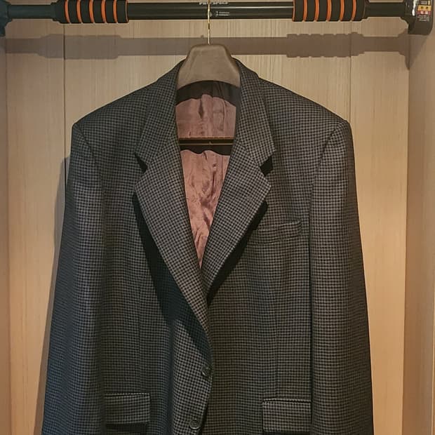 (빅사이즈)그레이 체크 모직자켓 3XL