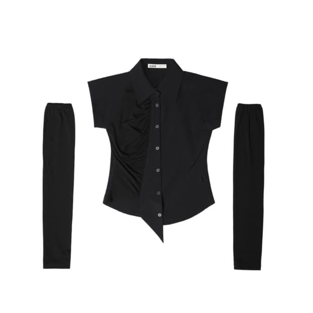 오호스 캡 슬리브 나일론 셔츠 져지 암워머 셋업 