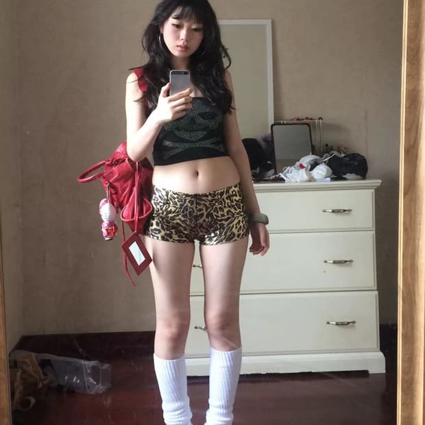 갸루 호피 반바지