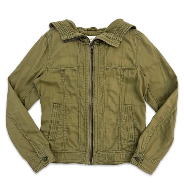 빈티지 유니클로 밀리터리 카키 후드 집업