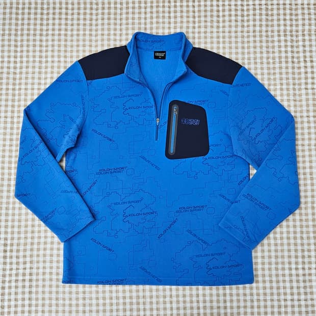 코오롱 반집업 플리츠 긴팔티 남자100