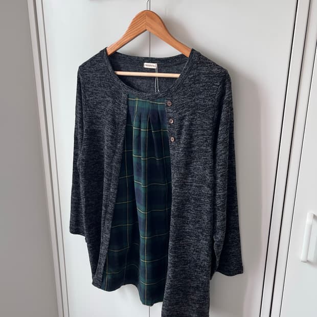 Noannu 체크 레이어드 바선생 니트