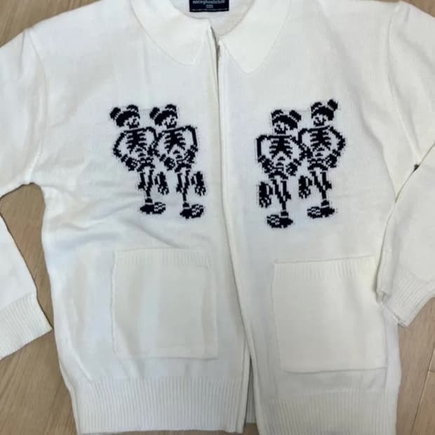 무신사 나이스고스트클럽 니트 집업 DANCING SKELETONS ZIP