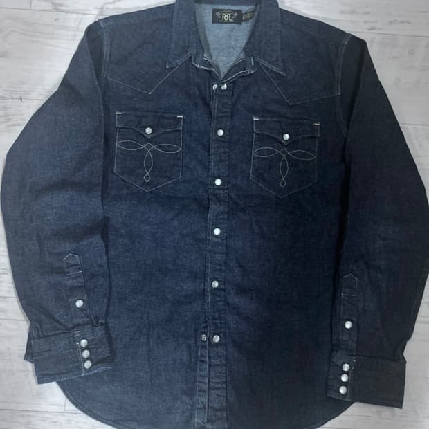 RRL 웨스턴 데님 셔츠 블랙 린스드 XL