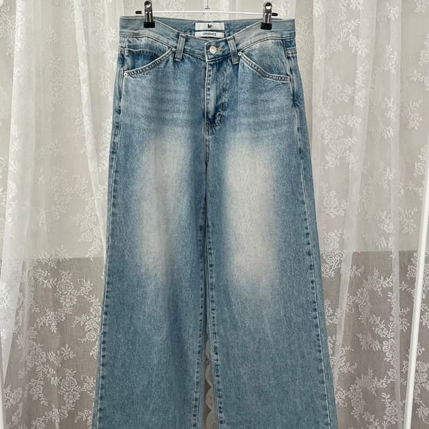 M) 르 Le L'ESSENCE 와이드 데님 팬츠 연청