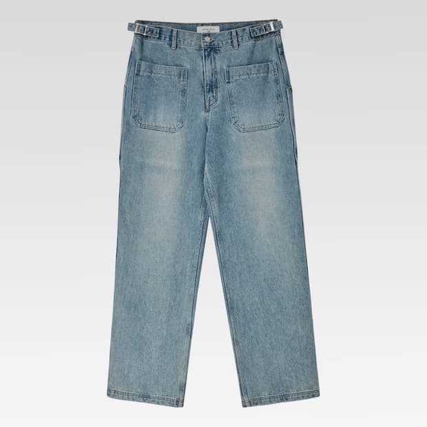 L / 애프터프레이 크루저 릴렉스드 워시드 진스 라이트 인디고