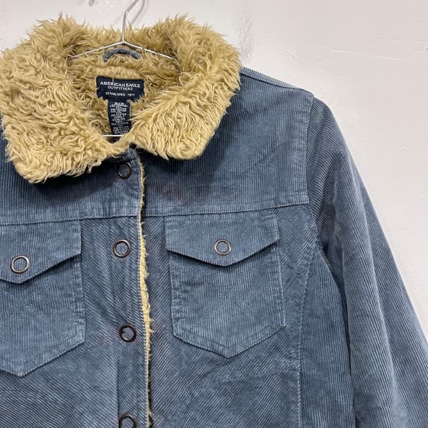 아메리칸 이글 모헤어 카라 코듀로이 트러커 자켓