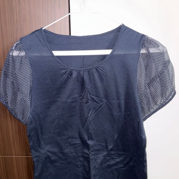 빈티지 도트 시스루 블라우스 반팔