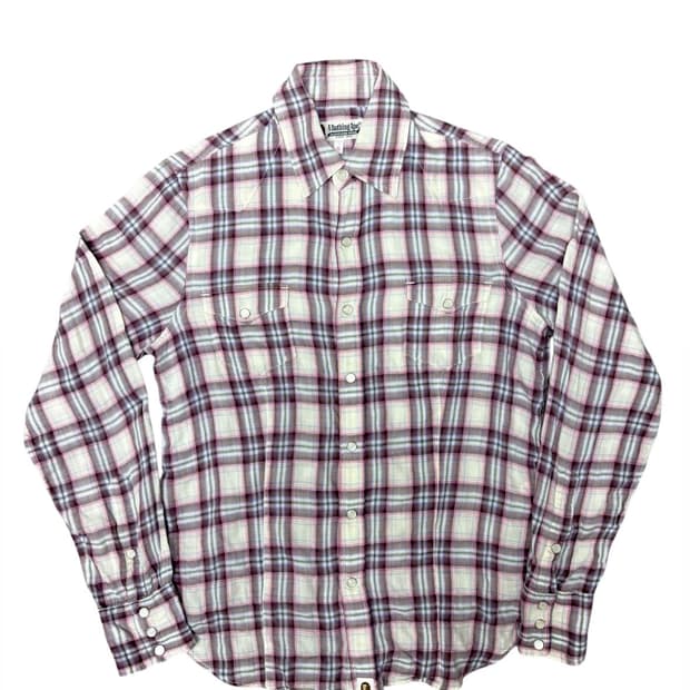 베이프 핑크 체크 웨스턴 셔츠