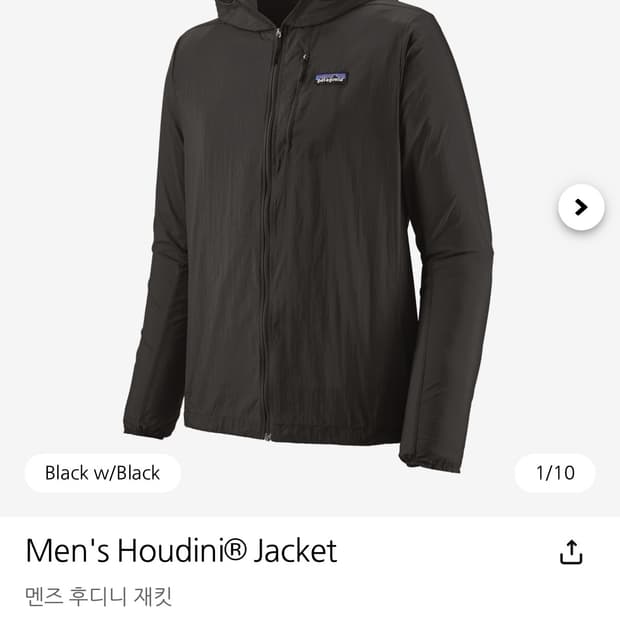 파타고니아 후디니 블랙 XL