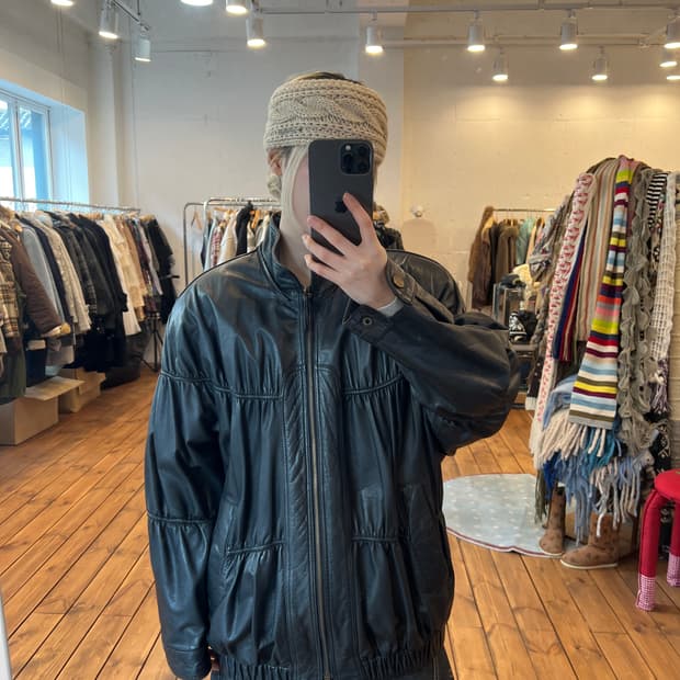 블랙 양가죽 셔링 자켓