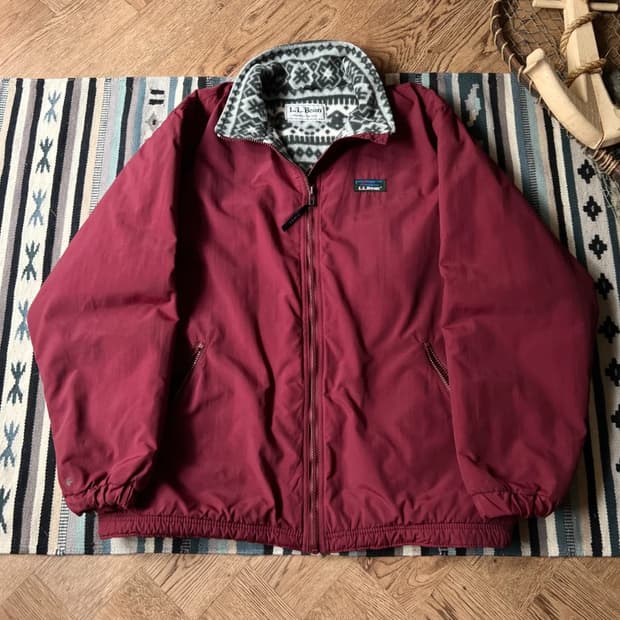 [XL]90's 엘엘빈 USA 나바호 플리스 라이닝 웜업 자켓