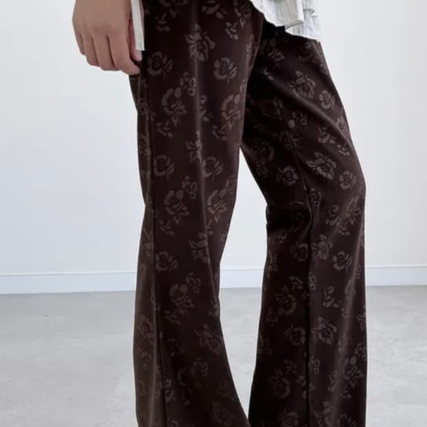 에이블리) 자가드 빈티지 부츠컷 롱 밴딩팬츠