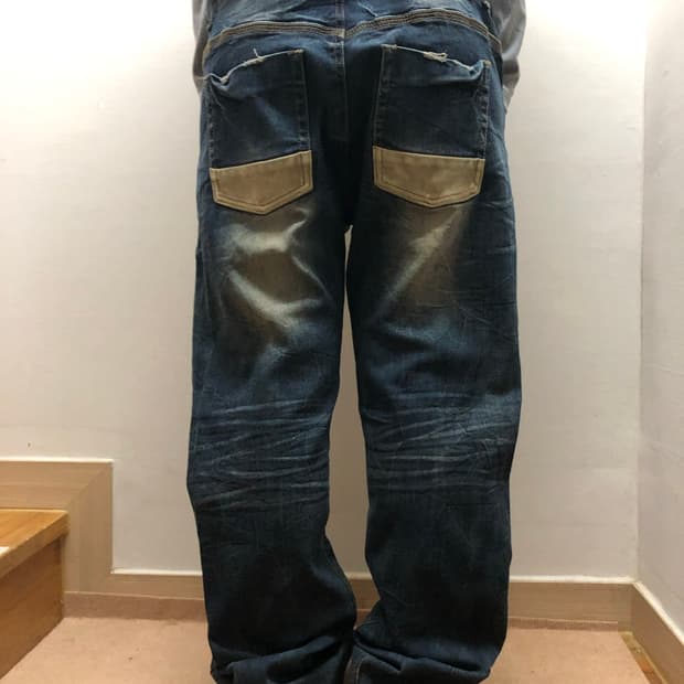 빈티지 지프 펑크 워싱 데님 팬츠