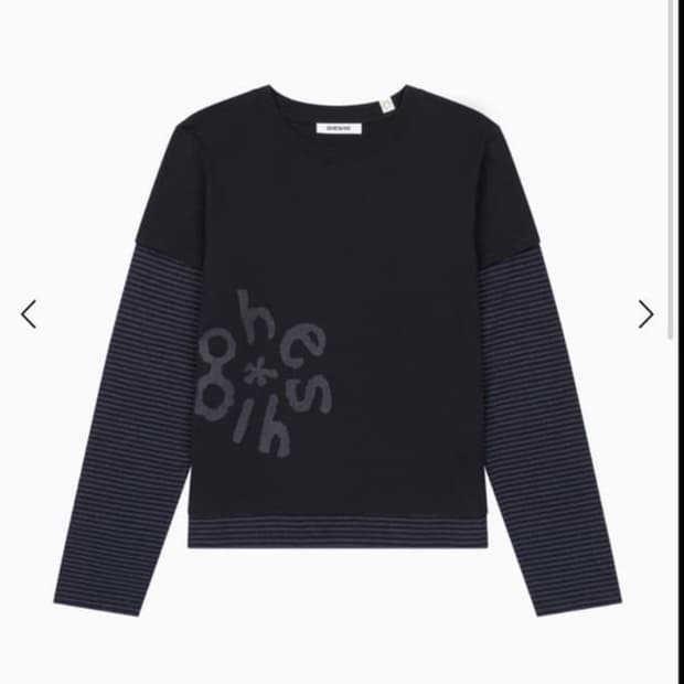 오헤시오 Logo layered stripe long t-shirt