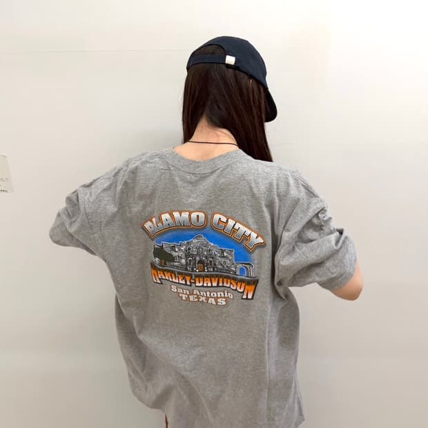 할리데이비슨 TEXAS 백프린팅 반팔 그레이