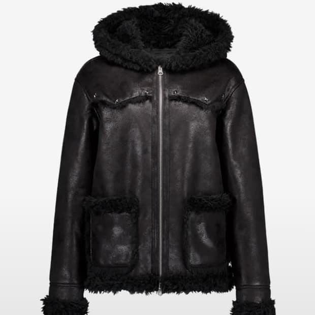 셋업이엑스이 후드 무스탕 자켓 블랙