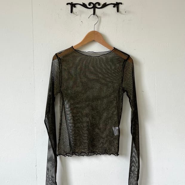 Japan vtg 골드블랙 시스루 탑
