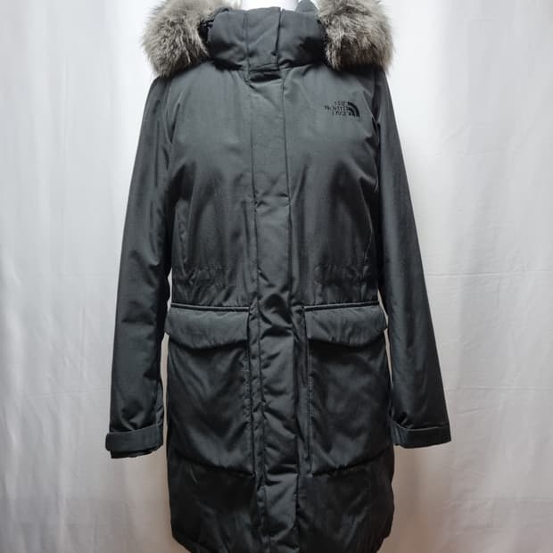 노스페이스 구스다운 후드 롱패딩 