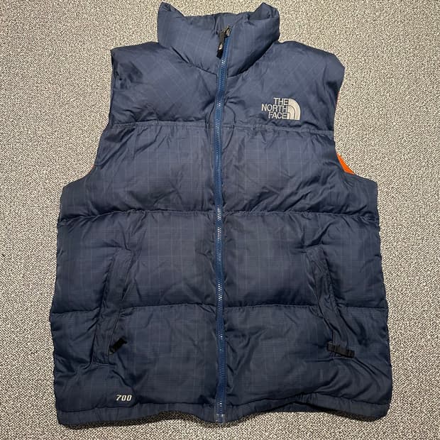 노스페이스 700 눕시 체크 패딩조끼 L